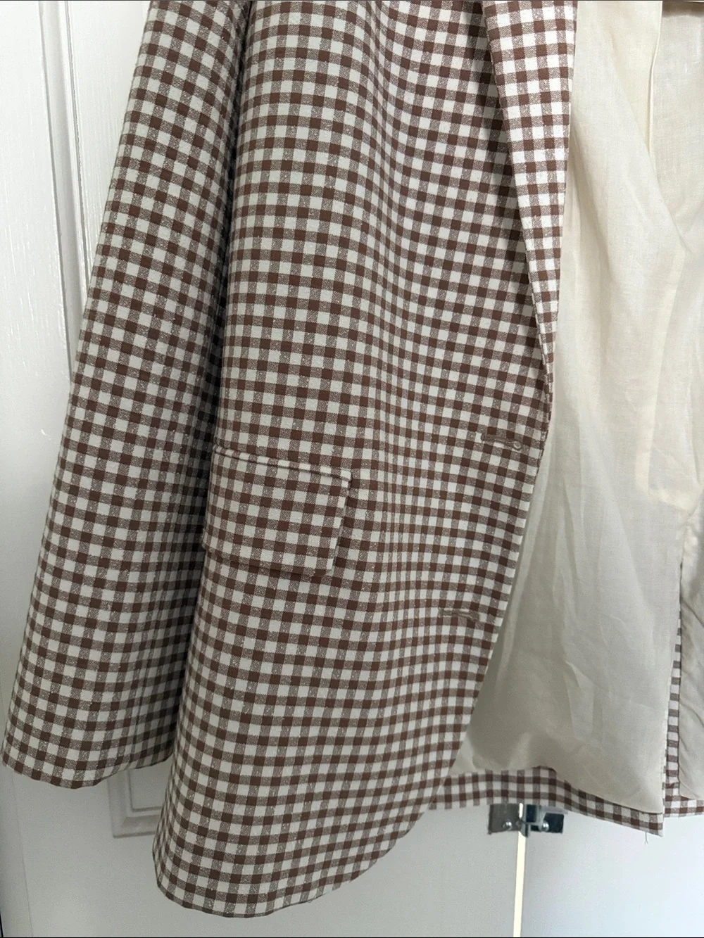 Mango Brown and White Gingham Blazer - Picture 2 of 7